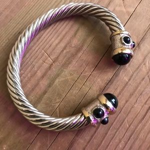 Chico’s silver and black bangle cuff bracelet